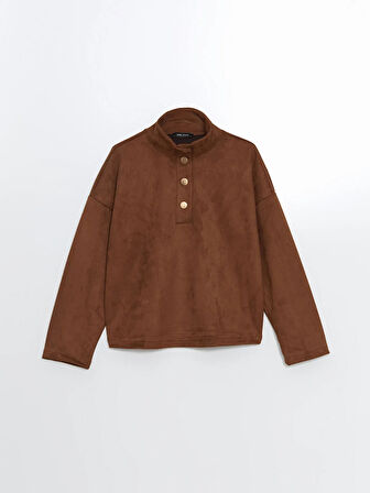 Dik Yaka Düz Oversize Kadın Sweatshirt_W4DN15Z8-YC7_8684680624637_L