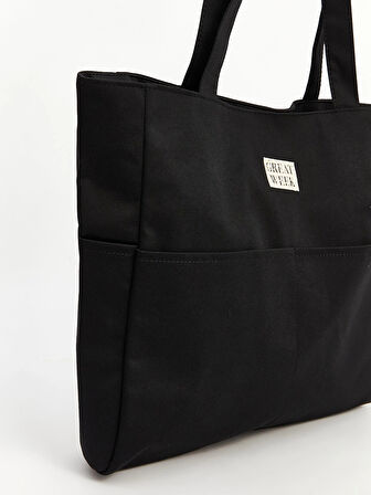LCW ACCESSORIES Siyah Yazı Nakışlı Kadın Omuz Çantası
