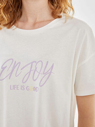 LCW Young LİLA Bisiklet Yaka Baskılı Kadın Pijama Takımı