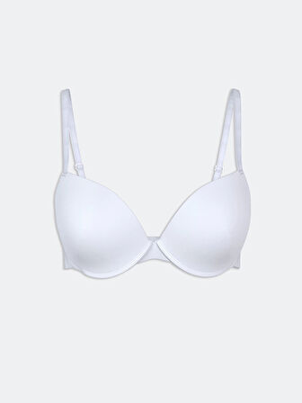 LCW DREAM Beyaz Balenli Dolgulu Düz Tişört Sütyen