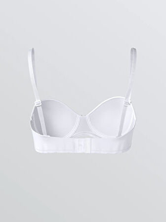 LCW DREAM Beyaz Balenli Dolgusuz Düz Straplez Sütyen