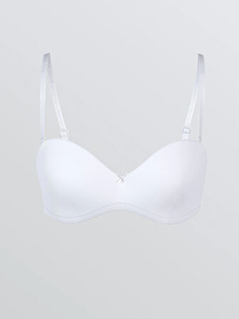 LCW DREAM Beyaz Balenli Dolgusuz Düz Straplez Sütyen