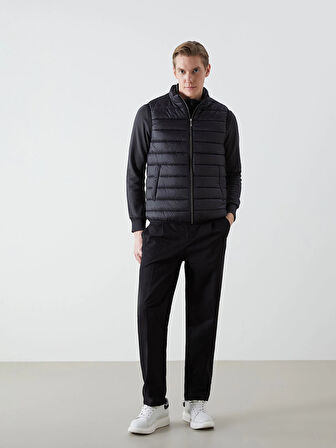 LCWAIKIKI Classic Siyah Standart Kalıp Dik Yaka Erkek Şişme Yelek