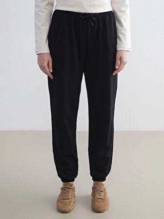 LCWAIKIKI Classic Siyah Beli Lastikli Kadın Jogger Eşofman Altı