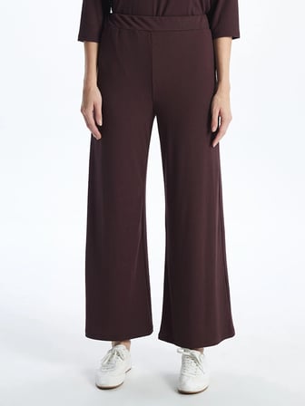 LCWAIKIKI Basic Mürdüm Beli Lastikli Geniş Paça Kadın Pantolon