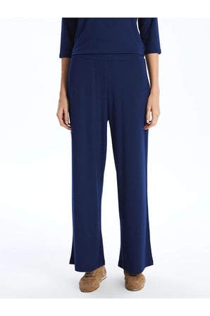 LCWAIKIKI Classic Lacivert Beli Lastikli Geniş Paça Kadın Pantolon
