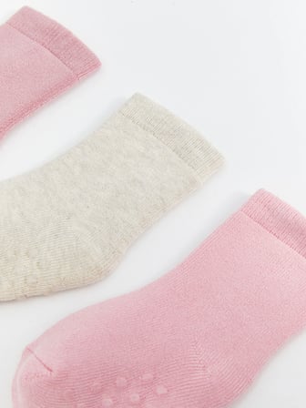 LCW baby Pembe Basic Kız Bebek Soket Çorap 3'lü