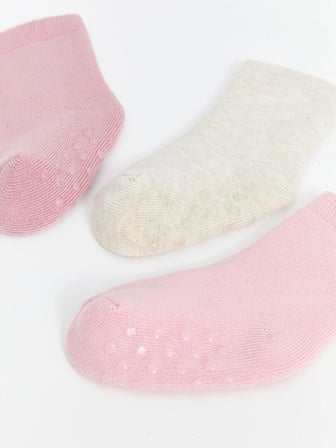 LCW baby Pembe Basic Kız Bebek Soket Çorap 3'lü