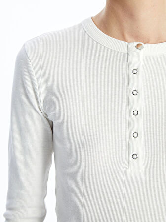 LCWAIKIKI Basic BEYAZ Bisiklet Yaka Kadın Body