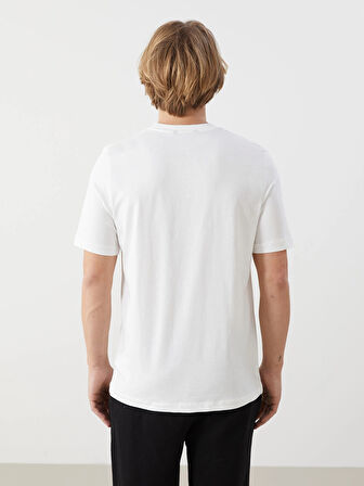 XSIDE Ekru Bisiklet Yaka Kısa Kollu Baskılı Penye Erkek Tişört