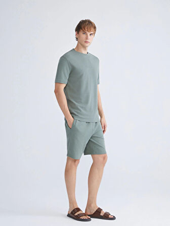 XSIDE Yeşil Bisiklet Yaka Kısa Kollu Baskılı Erkek Tişört