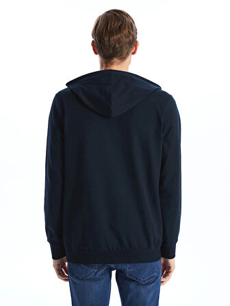 LCWAIKIKI Basic Lacivert Kapüşonlu Uzun Kollu Erkek Fermuarlı Sweatshirt