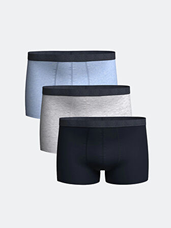 LC WAIKIKI Mavi Standart Kalıp Pamuklu Esnek Erkek Boxer 3'lü