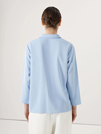LCWAIKIKI Classic MAVİ Gömlek Yaka Aerobin Kadın Bluz