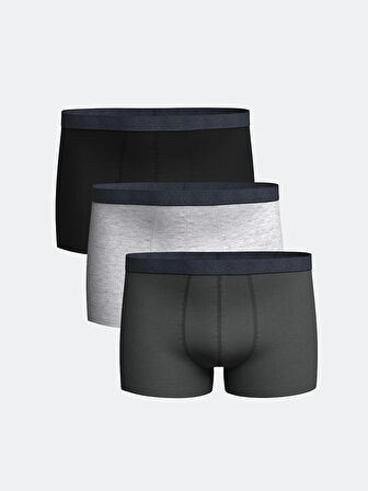 LC WAIKIKI Antrasit Standart Kalıp Pamuklu Esnek Erkek Boxer 3'lü