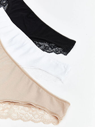 LCW DREAM Siyah Dantel Detaylı Brazilian Külot 3'lü Paket