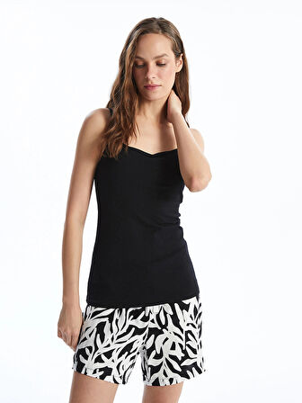 LCW DREAM Siyah Kalp Yaka Askılı Kadın Kuplu Atlet