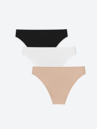 LCW DREAM Beyaz Düz Brazilian Külot 3'lü