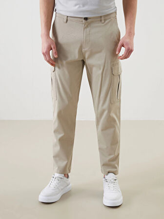 XSIDE Bej Standart Kalıp Gabardin Erkek Pantolon