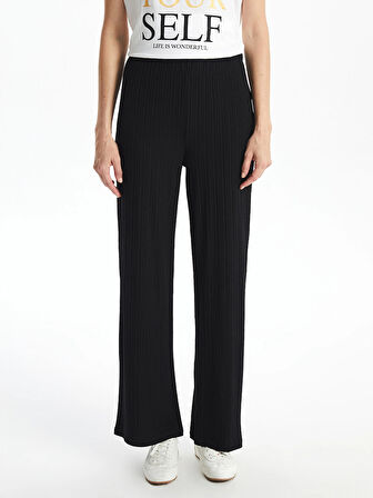 LCWAIKIKI Classic SİYAH Beli Lastikli Dokulu Kadın Pantolon