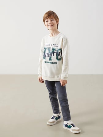 LCW Kids GRİ Beli Ayarlanabilir Lastikli Erkek Çocuk Jean Pantolon