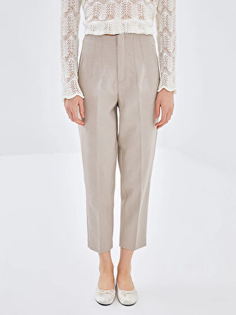 LCW Vision BEJ Kadın Havuç Kesim Düz Pantolon