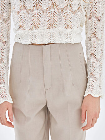 LCW Vision BEJ Kadın Havuç Kesim Düz Pantolon