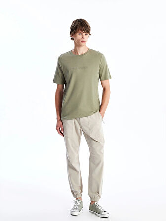 XSIDE Bej Standart Kalıp Gabardin Erkek Jogger Pantolon