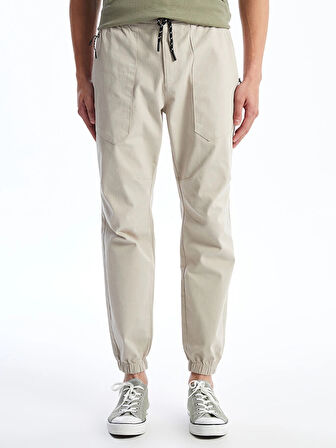 XSIDE Bej Standart Kalıp Gabardin Erkek Jogger Pantolon
