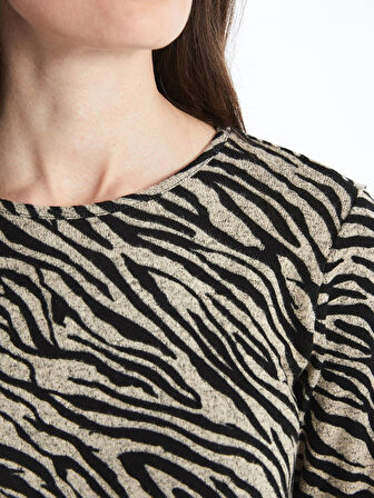 LC WAIKIKI BEJ Bisiklet Yaka Desenli Kadın Bluz