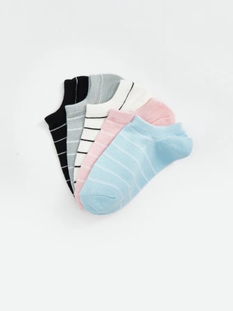 LCW DREAM Mavi Çizgili Kadın Sneaker Çorap 5'li