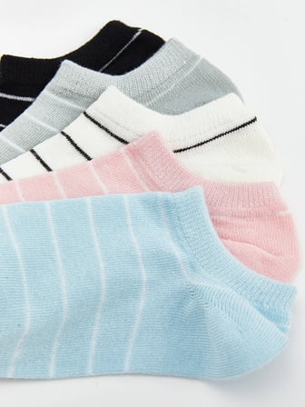 LCW DREAM Mavi Çizgili Kadın Sneaker Çorap 5'li