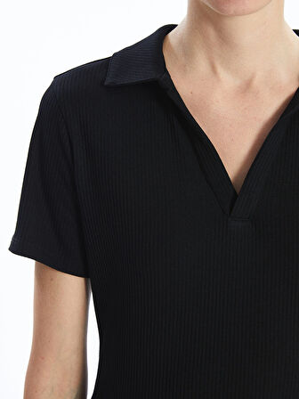 LCWAIKIKI Classic Siyah Polo Yaka Kadın Tişört