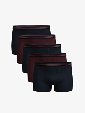 LC WAIKIKI Bordo Standart Kalıp Pamuklu Esnek Erkek Boxer 5'li