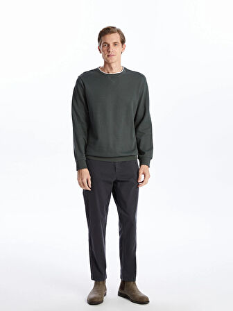 LCWAIKIKI Classic Yeşil Bisiklet Yaka Uzun Kollu Erkek Sweatshirt