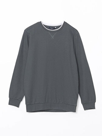 LCWAIKIKI Classic Yeşil Bisiklet Yaka Uzun Kollu Erkek Sweatshirt