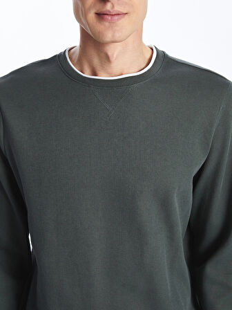 LCWAIKIKI Classic Yeşil Bisiklet Yaka Uzun Kollu Erkek Sweatshirt