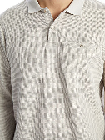 LCWAIKIKI Classic Bej Polo Yaka Uzun Kollu Erkek Sweatshirt