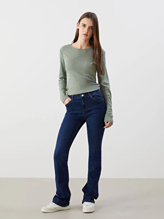 LCWAIKIKI Classic Yeşil Bisiklet Yaka Kadın Body