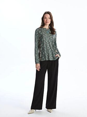 LCW Grace Haki Bağlamalı Yaka Desenli Kadın Bluz