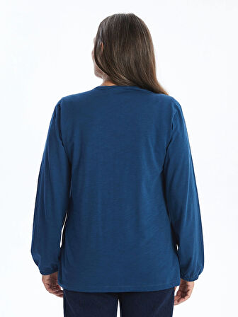 LCW Grace Petrol Bağlamalı Yaka Nakışlı Kadın Bluz