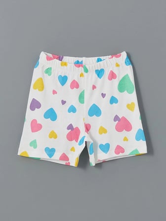 LCW Kids Lila Bisiklet Yaka Baskılı Kısa Kollu Kız Çocuk Şortlu Pijama Takımı