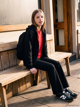 LCW Kids Siyah Beli Lastikli İspanyol Paça Kız Çocuk Tayt