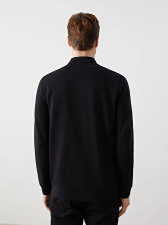 LCWAIKIKI Classic Siyah Dik Yaka Uzun Kollu Erkek Fermuarlı Sweatshirt