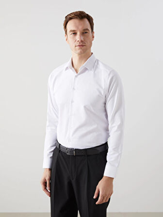 LCWAIKIKI Formal Beyaz Slim Fit Uzun Kollu Armürlü Erkek Gömlek