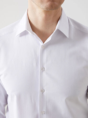 LCWAIKIKI Formal Beyaz Slim Fit Uzun Kollu Armürlü Erkek Gömlek