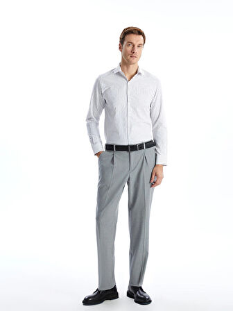 LCWAIKIKI Formal Beyaz Slim Fit Uzun Kollu Çizgili Poplin Erkek Gömlek