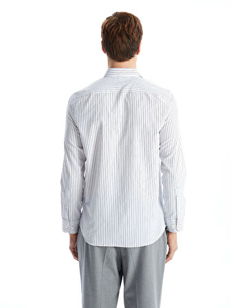 LCWAIKIKI Formal Beyaz Slim Fit Uzun Kollu Çizgili Poplin Erkek Gömlek