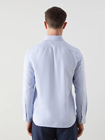 LCWAIKIKI Formal Mavi Slim Fit Uzun Kollu Armürlü Erkek Gömlek