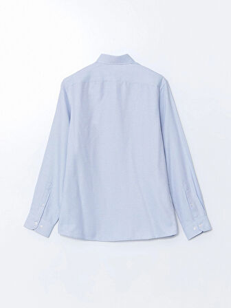 LCWAIKIKI Formal Mavi Slim Fit Uzun Kollu Armürlü Erkek Gömlek